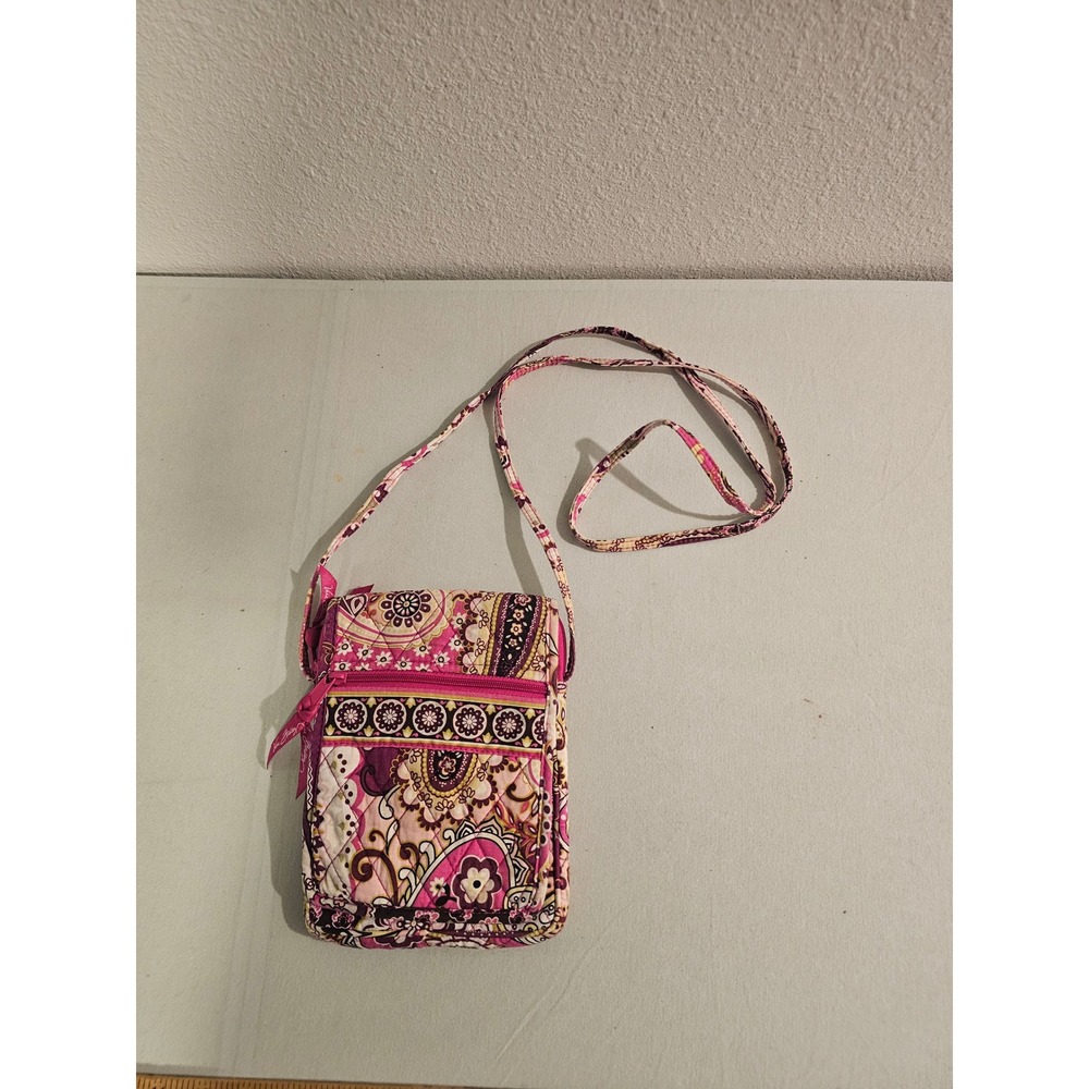 Vera Bradley Small Crossbody Bag Pink Paisley Quilted Cotton